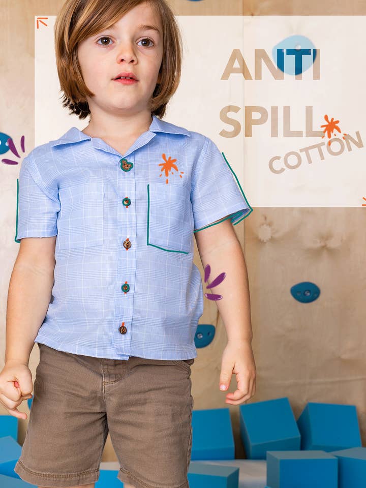 kid.ish short sleeve anti-spill button-up for wholesale by Kidish