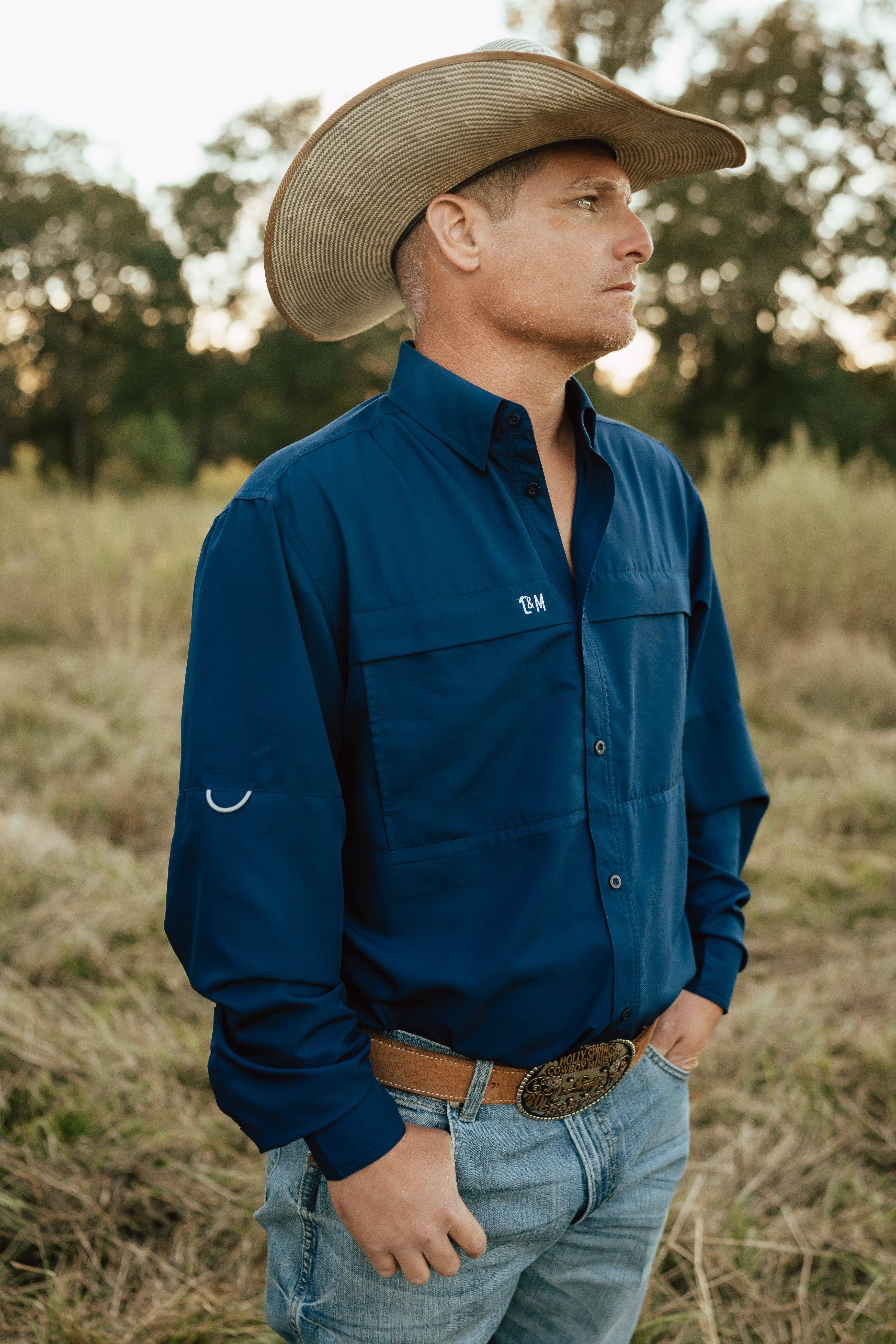 Legends and Mavericks Apparel - Wholesale Button Down Shirt - Men's - Top Hand-Blue2