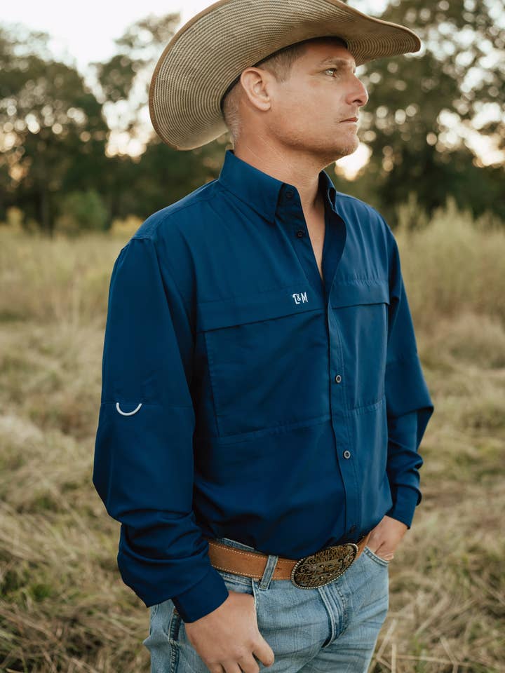 Legends and Mavericks Apparel - Wholesale Button Down Shirt - Men's - Top Hand-Blue2