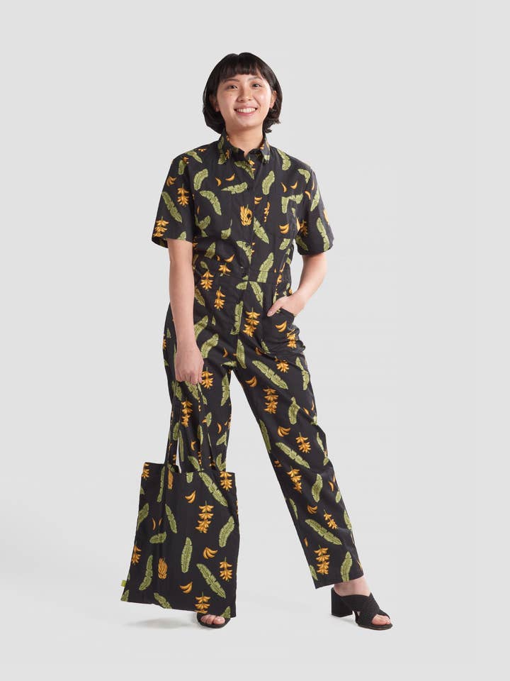 Macacão Feminino com Estampa de Bananas Havana por atacado de Poplin and Co.