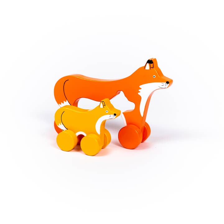Jack Rabbit Creations - Wholesale Wood Toy - Kids - Fox Big & Little Wooden Roller1