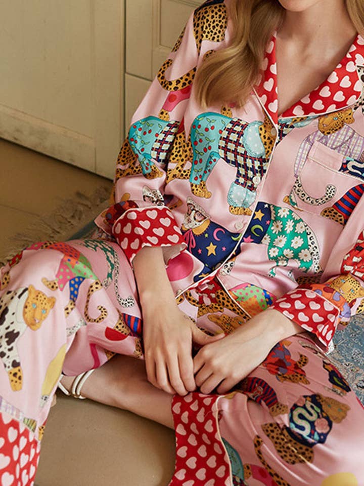 MULTI Playful Animal Print Pajama Set for wholesale on Faire4