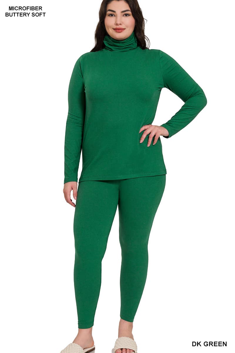 DK GROEN Plus Microfiber Mock Neck Top en Leggings Set voor groothandel op Faire2