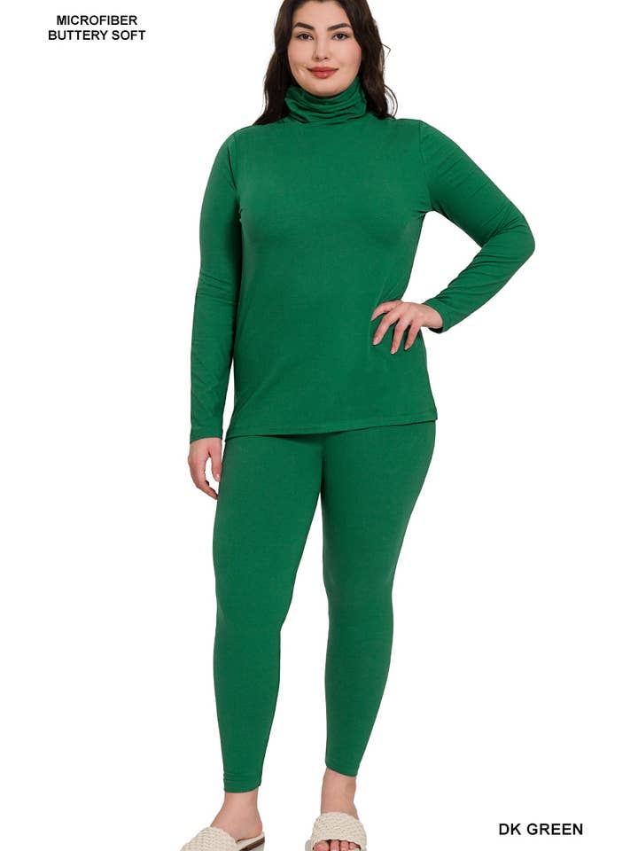 DK GROEN Plus Microfiber Mock Neck Top en Leggings Set voor groothandel op Faire2
