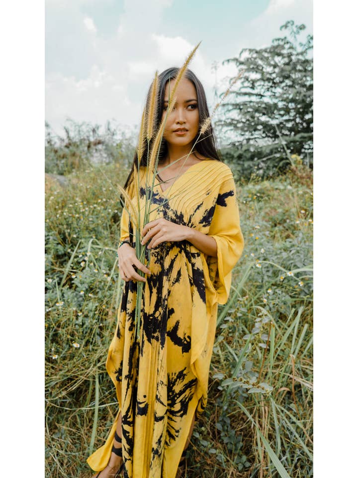 Mahisi - Wholesale Kaftan - Women's - Maxi Kaftan Dress Dyed in Sunrise Yellow1