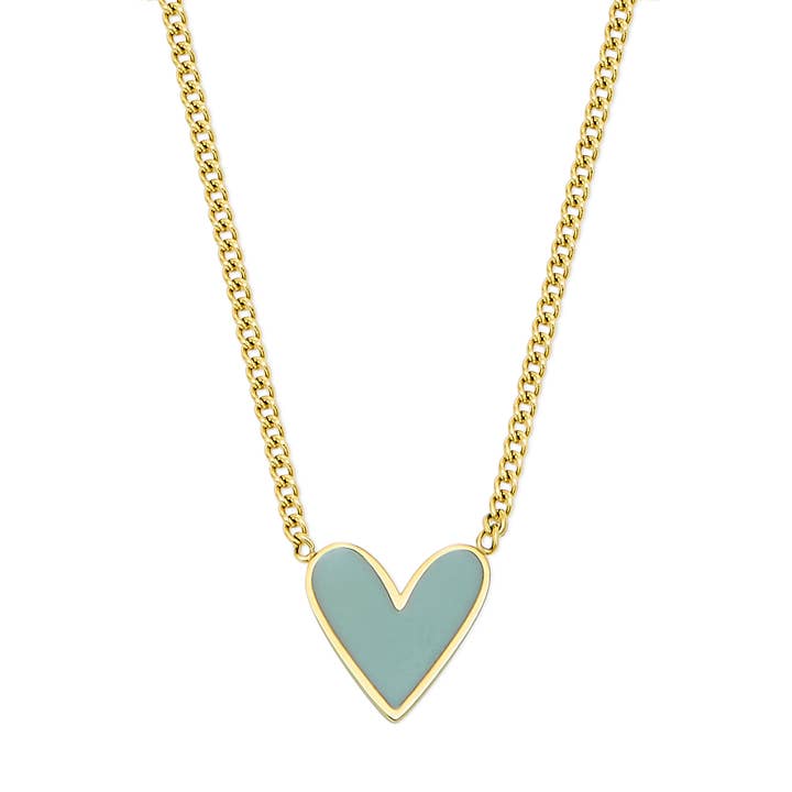Verguld Hart Ketting met Munt Emaille voor wholesale door Coral & Mint