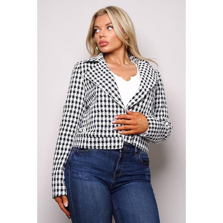 TOO SOPHISTICATED MOTO TWEED JACKET for wholesale by CEFIAN FASHION