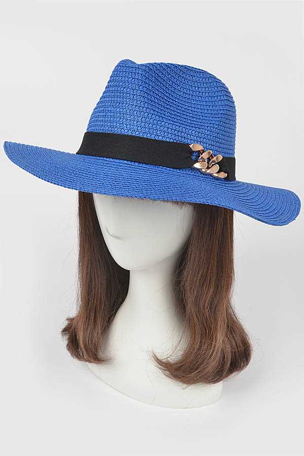 anbfashion - Wholesale Straw Hat - Women's - CHAIN LINK ICONIC STRAW FEDORA HAT AMH157211