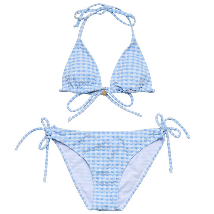 Bikini a triangolo con fascino a quadretti marini per la vendita all'ingrosso da parte di Snapper Rock Swimwear UPF50+