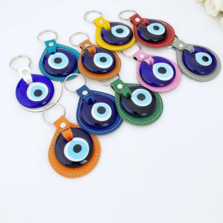 Evileyefavor - Wholesale Keychain - Women's - Blue Evil Eye Keychain, Leather Keychain, Evil Eye Keyring, Turkish Evil Eye1