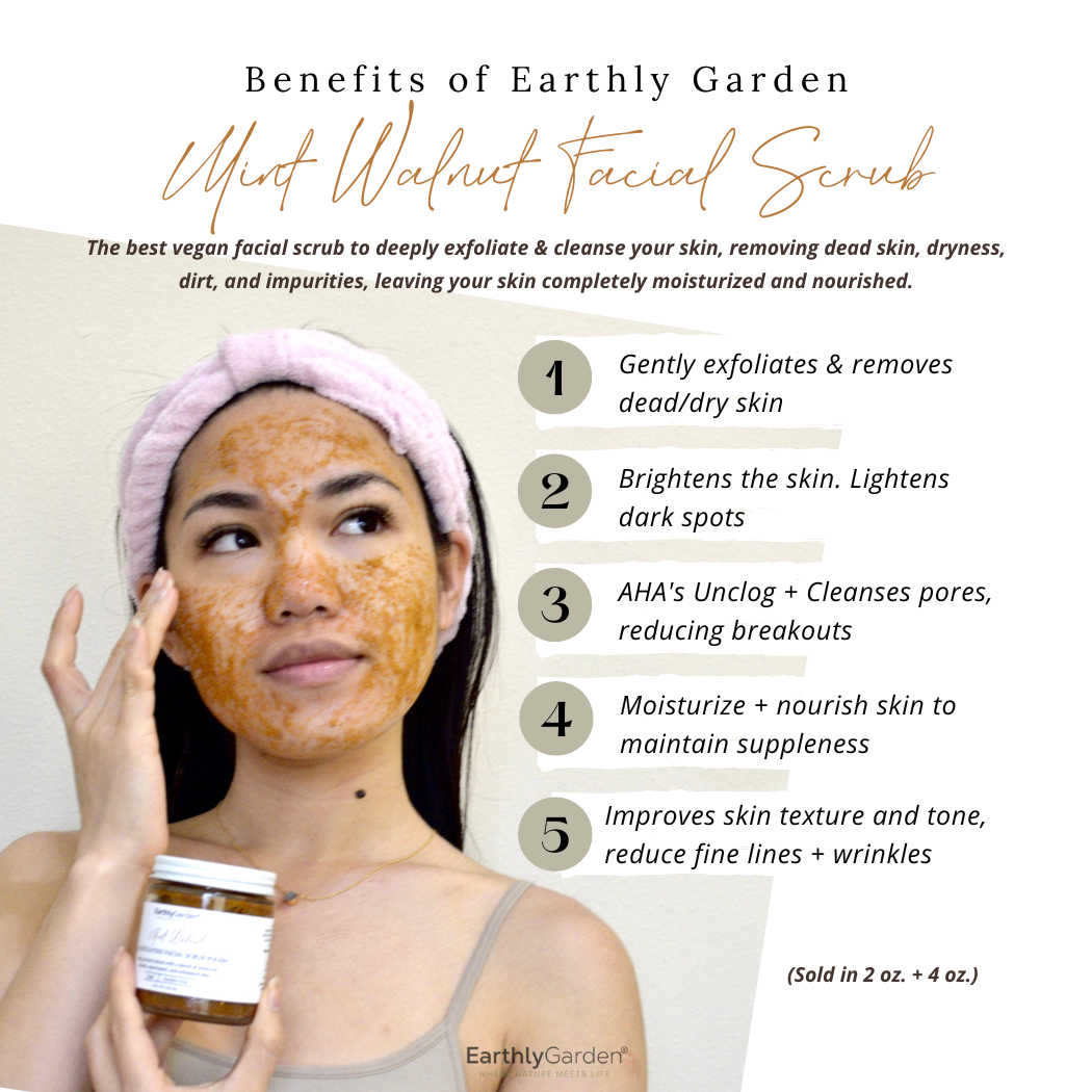 Earthly Garden® - Wholesale Facial Exfoliant/Scrub - Mint Walnut Exfoliating Face Scrub with AHA1