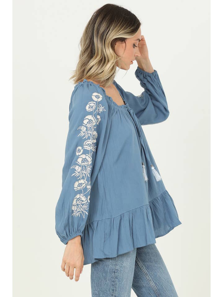 Nostalgia – Engroshandel Bluse - Dame – E2W19-ASIS BRODEREDE ÆRMER BLUSE3