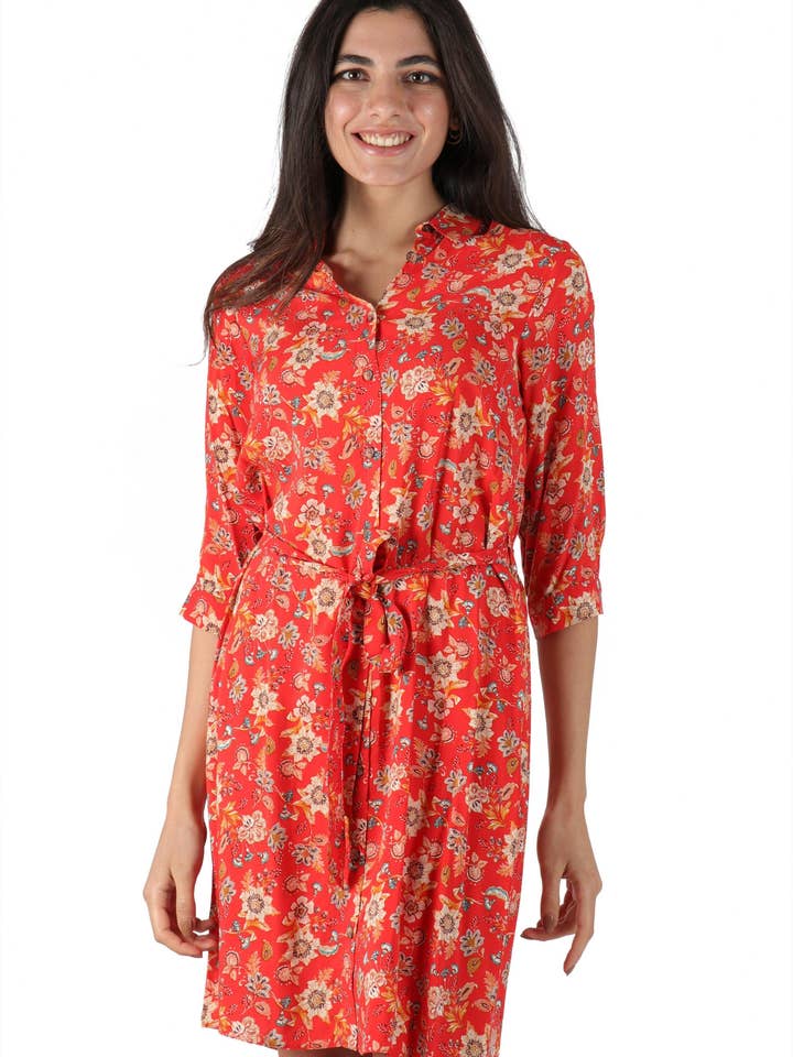 Túnica naranja con estampado floral para venta al por mayor de Marina Kaneva