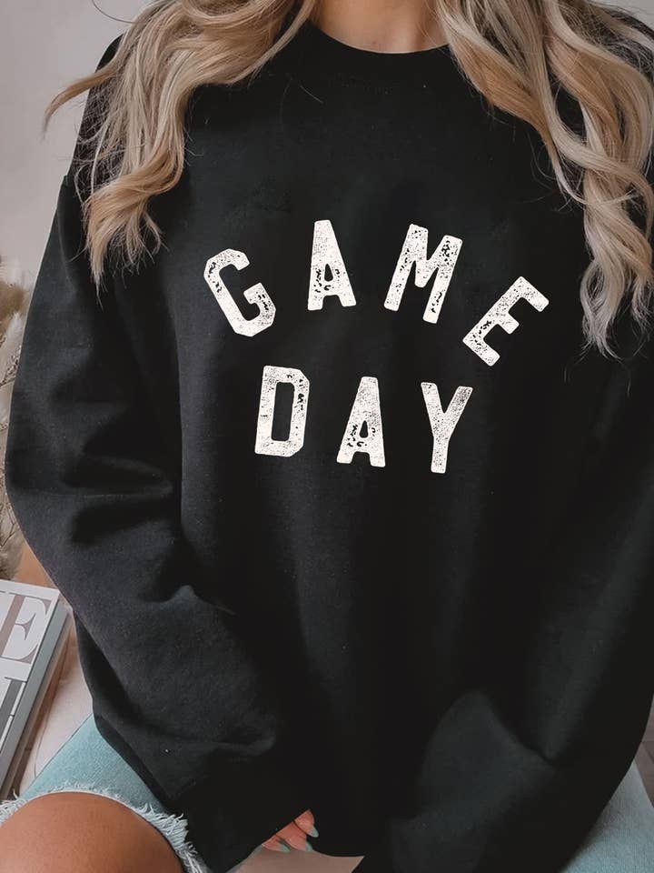 GEBORSTELDE SWEATSHIRTS MET GRAFISCHE PRINT OP DE WEDSTRIJDDAG voor wholesale door Rustee Clothing