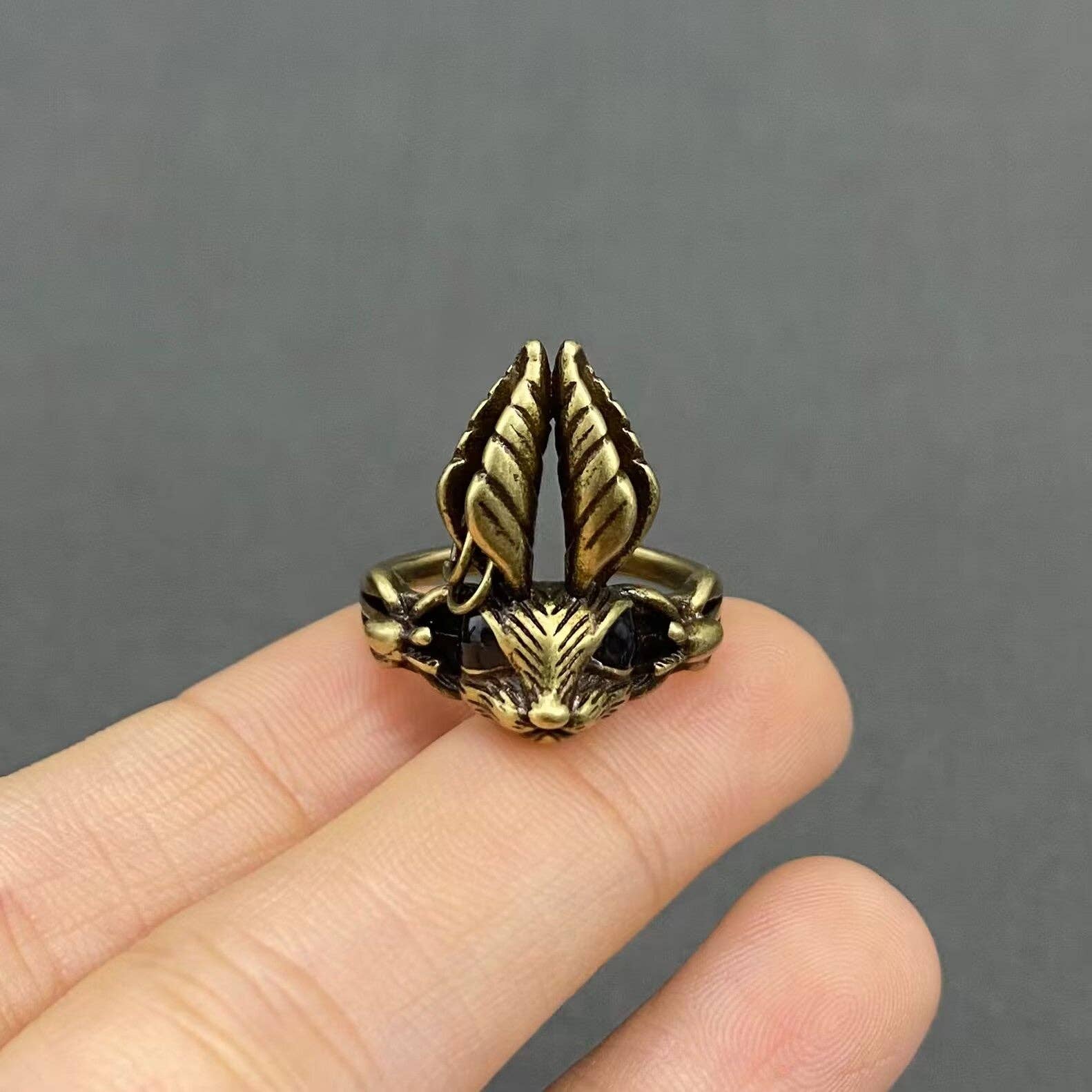 Mio Queena - Wholesale Cocktail/Statement Ring - Vintage Rabbit Head Bronze Adjustable Ring3