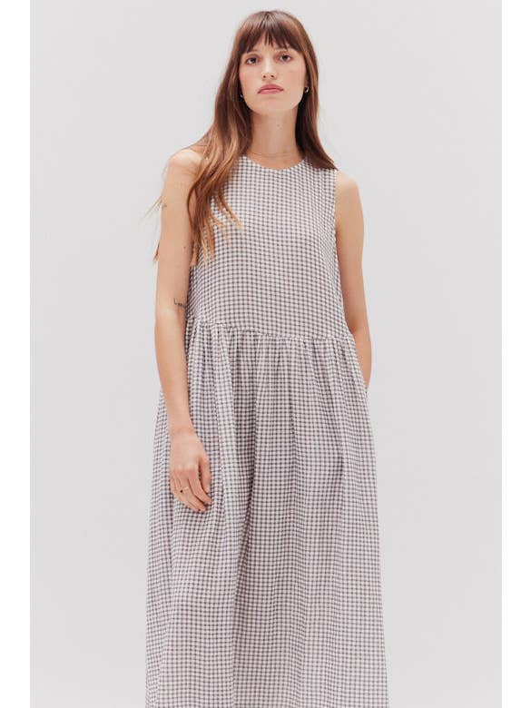 Grade & Gather - Wholesale Dress - Women's - 61098GH -Â GINGHAM CHECK SUMMER EASY DRESS