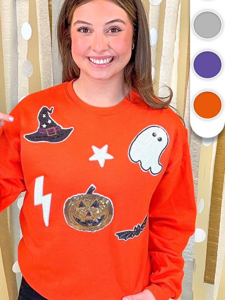 Halloween Things Sequin Graphic Sweatshirt for wholesale by Sugar Stitch