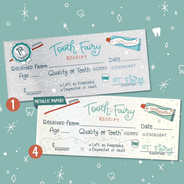 Tooth Fairy Receipt Starter Pack | First Tooth Certificate for wholesale by Midwestmod | Pixel + Stitch
