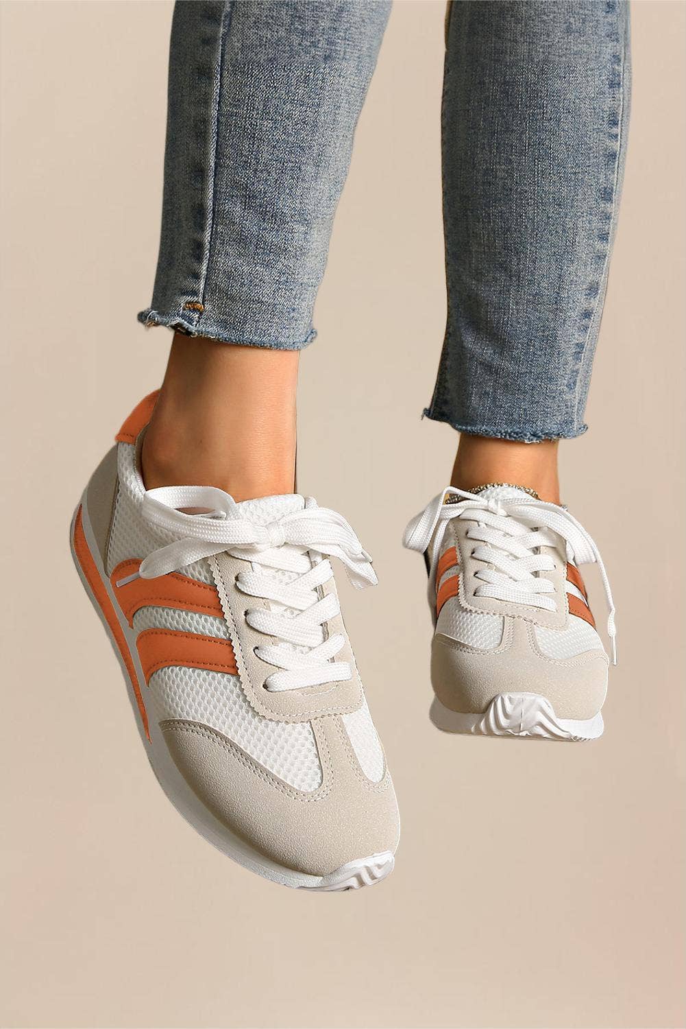 LA Society - Wholesale Lifestyle Sneakers - Women's - Color Block Patchwork Breathable Lace-up Sneakers2