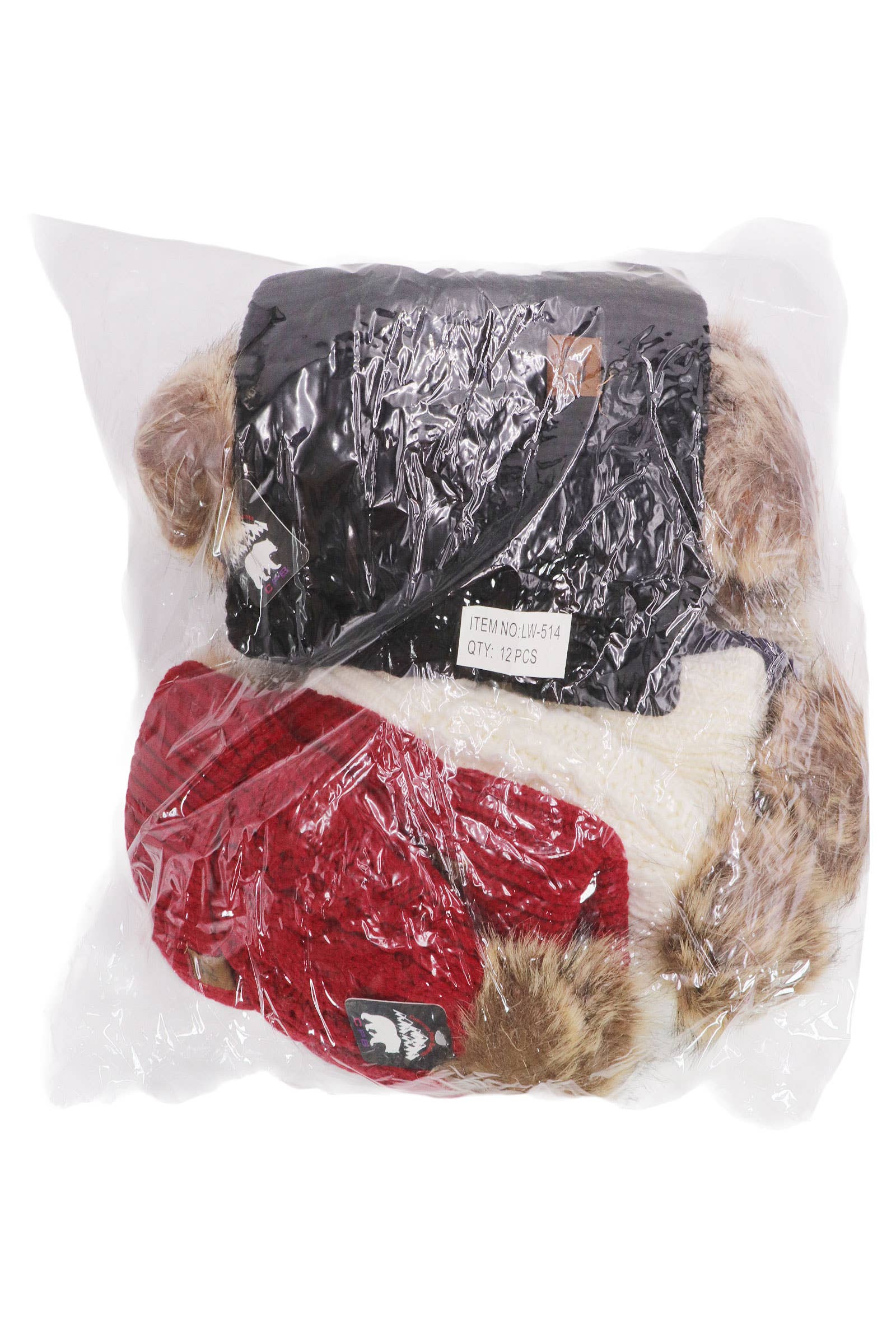 SORTIERT Spiralkabel Gestrickte Zottelige Kunstpelz-Bommelmütze für den Großhandel auf Faire13