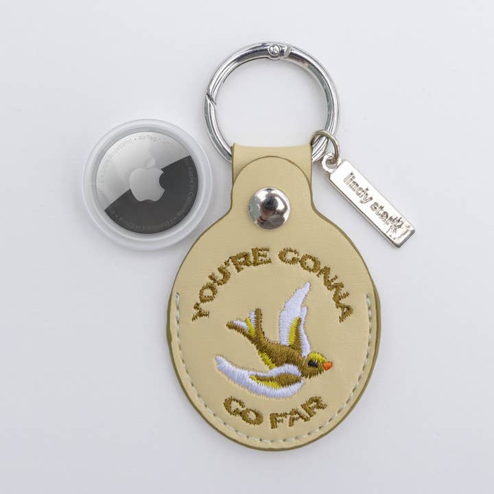 YGGF Embroidered Leather AirTag Keychain/Bag Charm for wholesale by Lindy Stark Designs