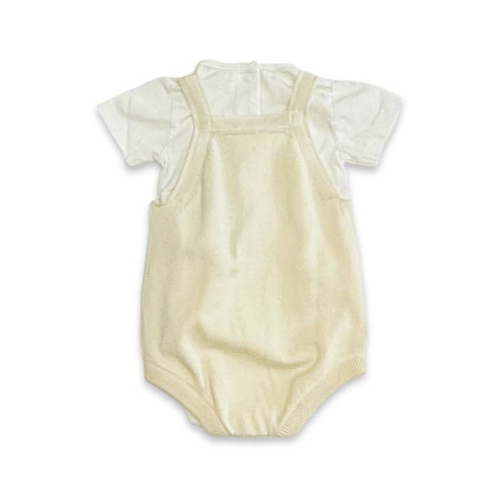 Sweet Cream Orange Embroidered Knit Baby Romper Set (Organic Cotton) for wholesale on Faire2