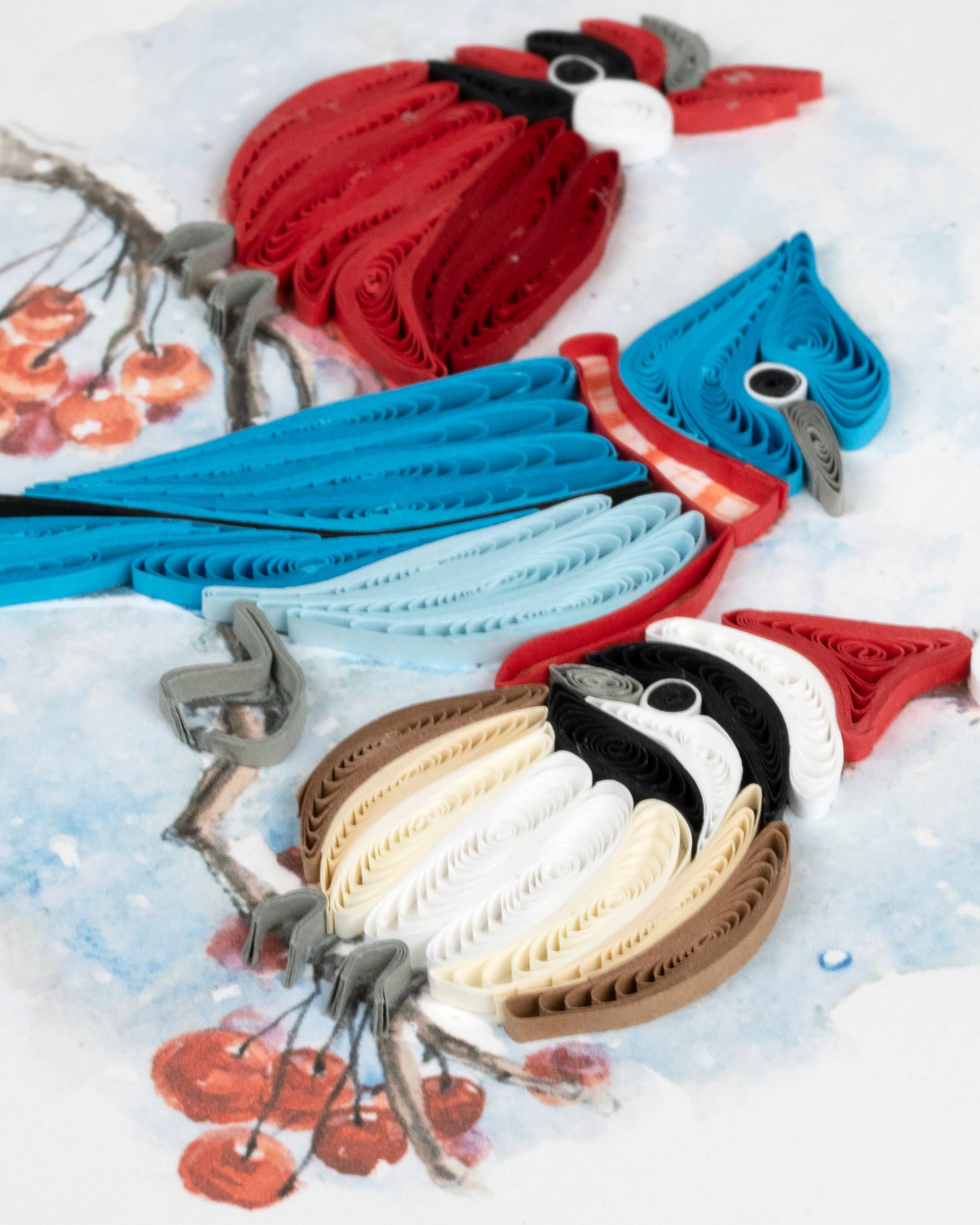 Quilling Card - Wholesale Season's Greetings Card - Quilled Snowbirds Greeting Card2