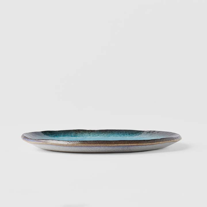 Made In Japan Tableware - Wholesale Dinner Plate - Sky Blue Oval Flat Plate 18cm