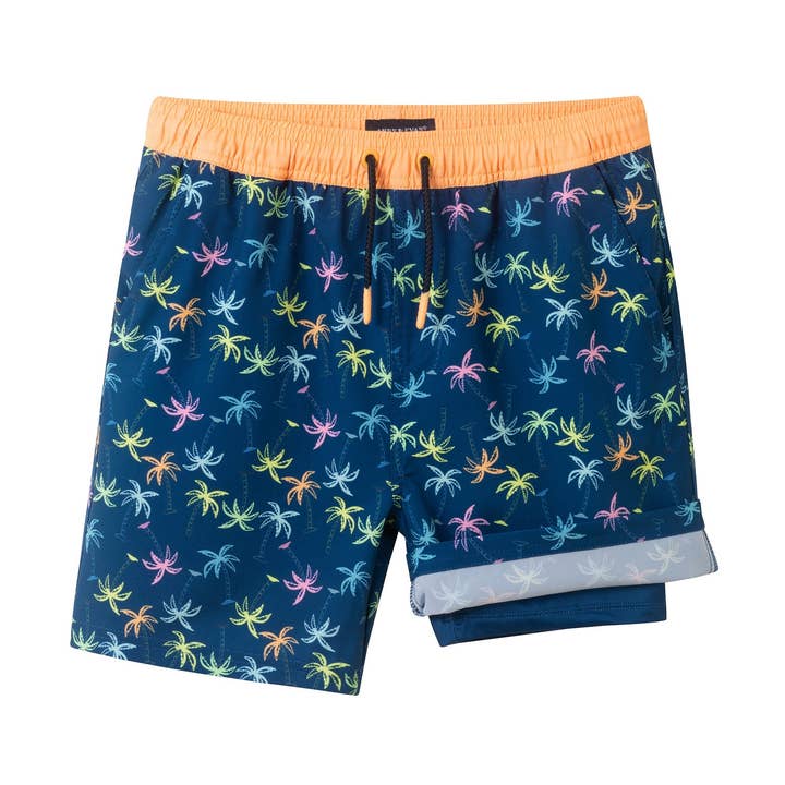 Ragazzi (8-16 Anni) Boardshort Foderati Elasticizzati Comfort| Palma Blu Navy per la vendita all'ingrosso da parte di Andy & Evan
