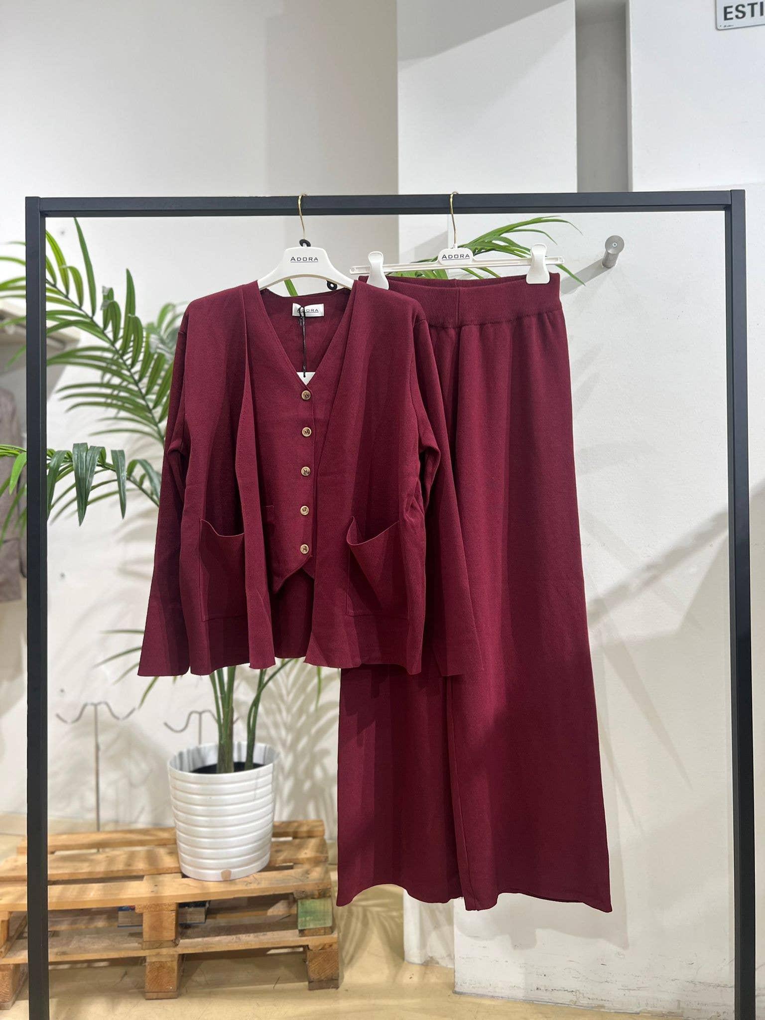 ADORA - Wholesale Set met top en broek (GEEN Loungewear) - Dames - Gebreide set 3-delig gilet+vest+broek4