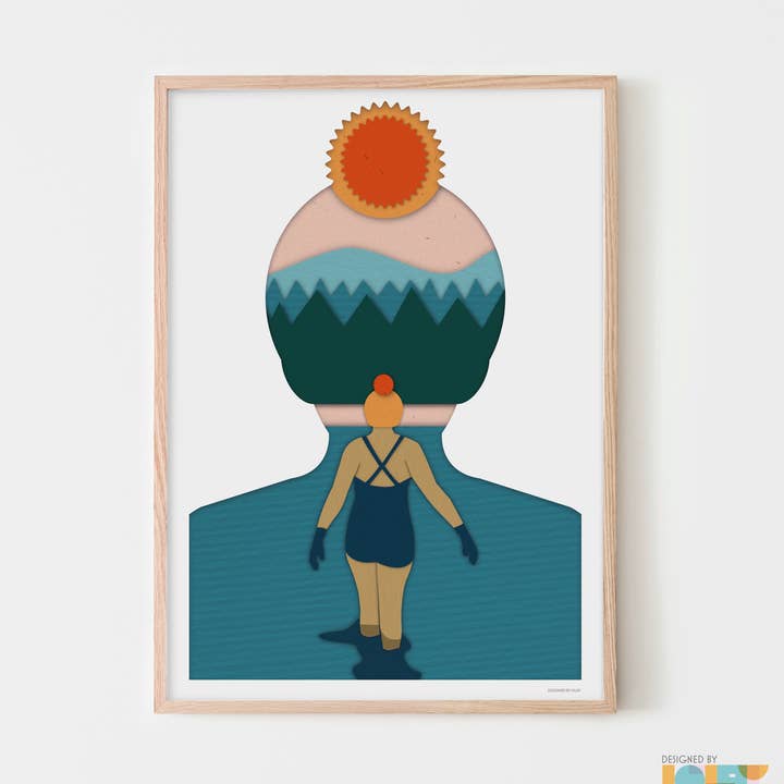 Wild Swimming art print | lakes & lochs | Illustrated for wholesale by Designed by Islay