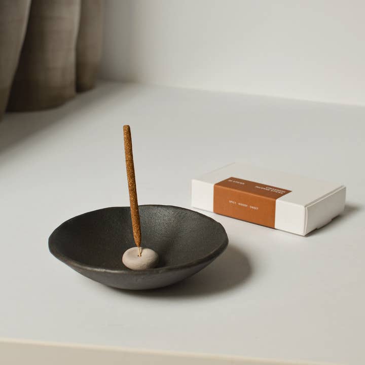 Cedar and Myrrh - Wholesale Incense Holder - Mini Beige Ceramic Pebble Incense Holder