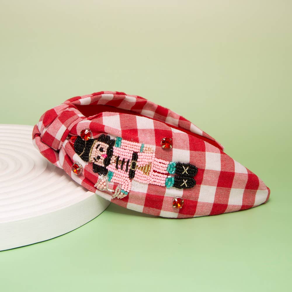 SP Sophia Collection - Wholesale Fashion Headband - Women's - Christmas Nutcracker Crystal Seed Beaded Top Knot Headband1