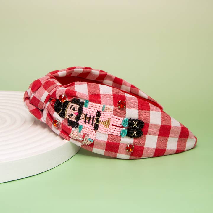 SP Sophia Collection - Wholesale Fashion Headband - Women's - Christmas Nutcracker Crystal Seed Beaded Top Knot Headband1