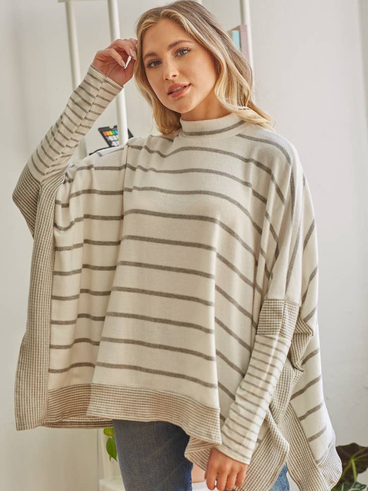 LMT2129-Good Vibes Only Poncho for wholesale by lovely melody