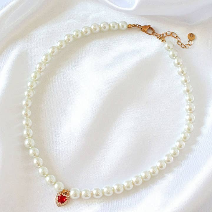 Divine Dulcet - Wholesale Choker/collar - Darling | 24K Czech Pearls Heart Choker0