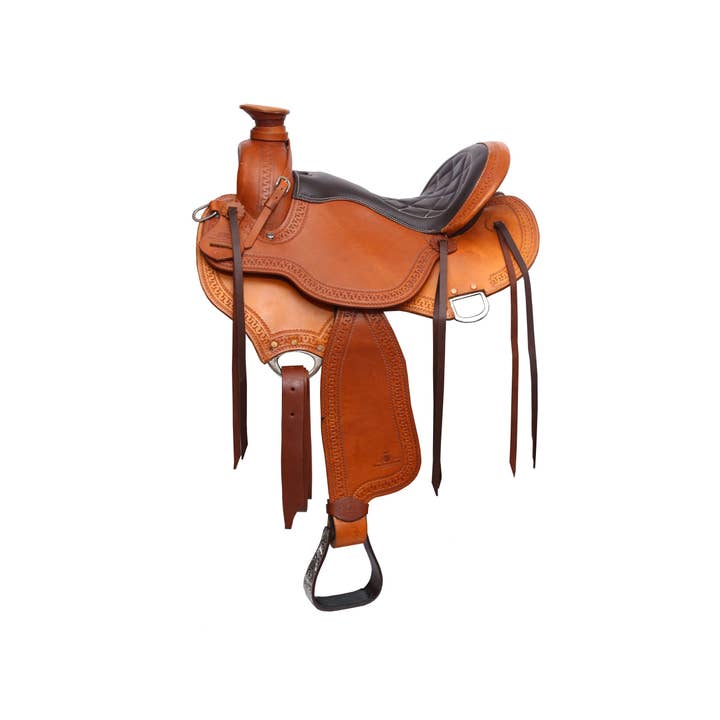 Western Leather Saddle with Tooled Detailing for wholesale by Pro Classic Global