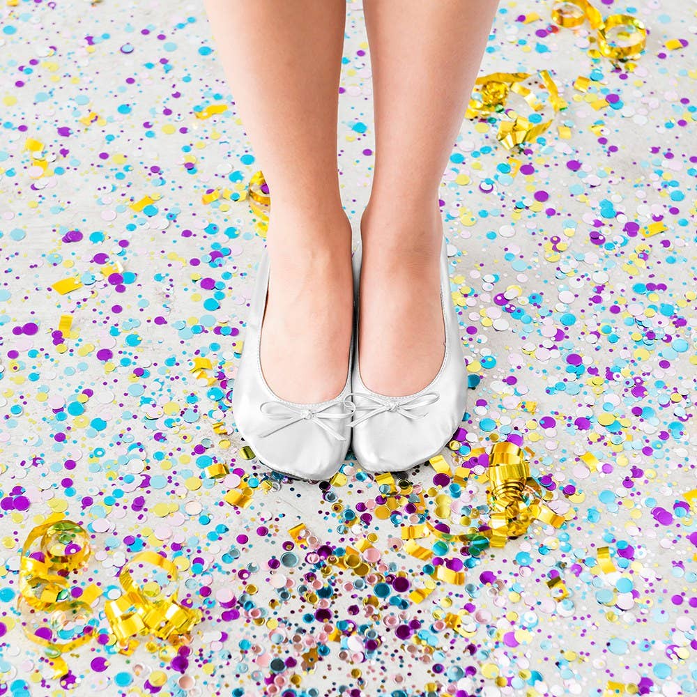 Weddingstar Inc. - Wholesale Flats - Women's - Foldable Ballet Flats Wedding Favors - Metallic Silver1