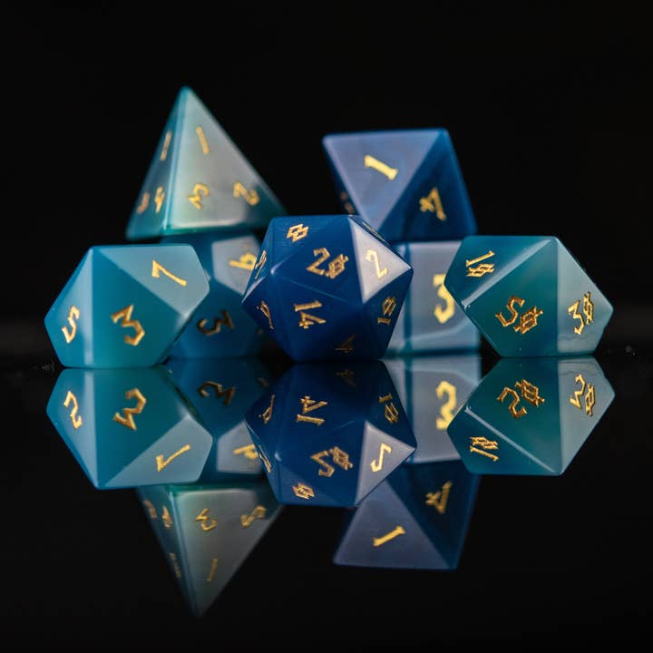 Conjunto de Dados de Pedra de Ágata Azul por atacado de Misty Mountain Gaming
