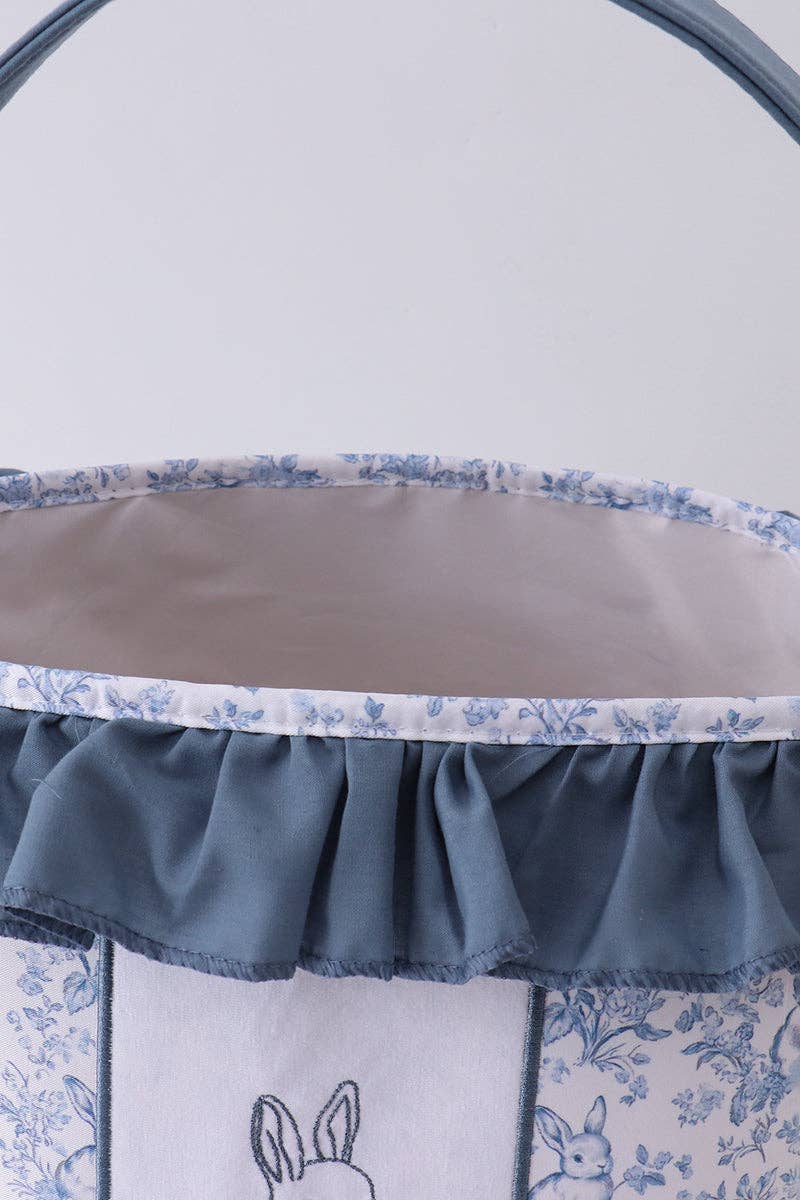 Aspen Rain Boutique - Wholesale Basket - Kids & Baby - Blue bunny floral ruffle basket2