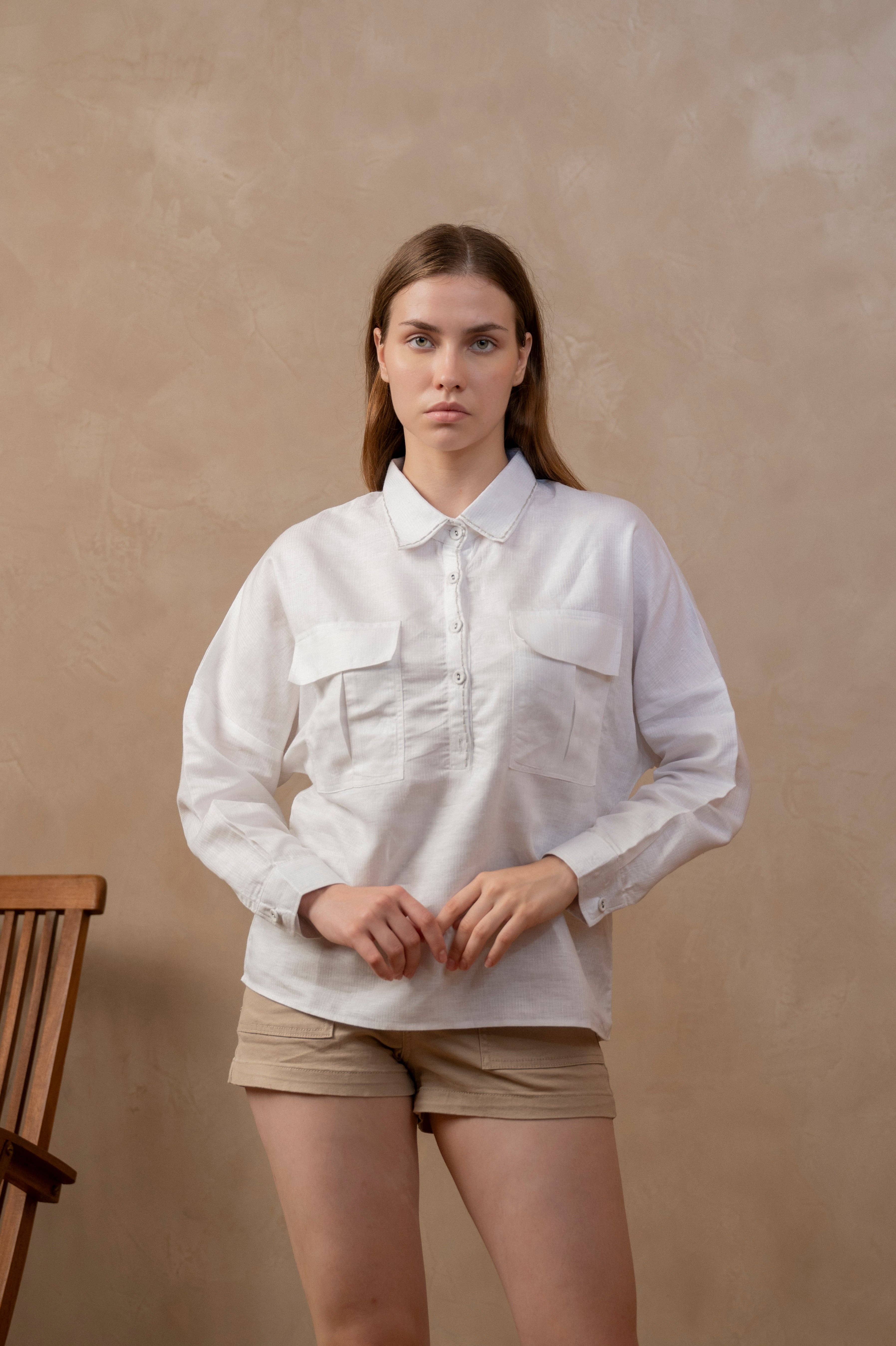 The Tulua Shop - Wholesale Button Down Shirt - Women's - Keya | Full Sleeve Shirt in White