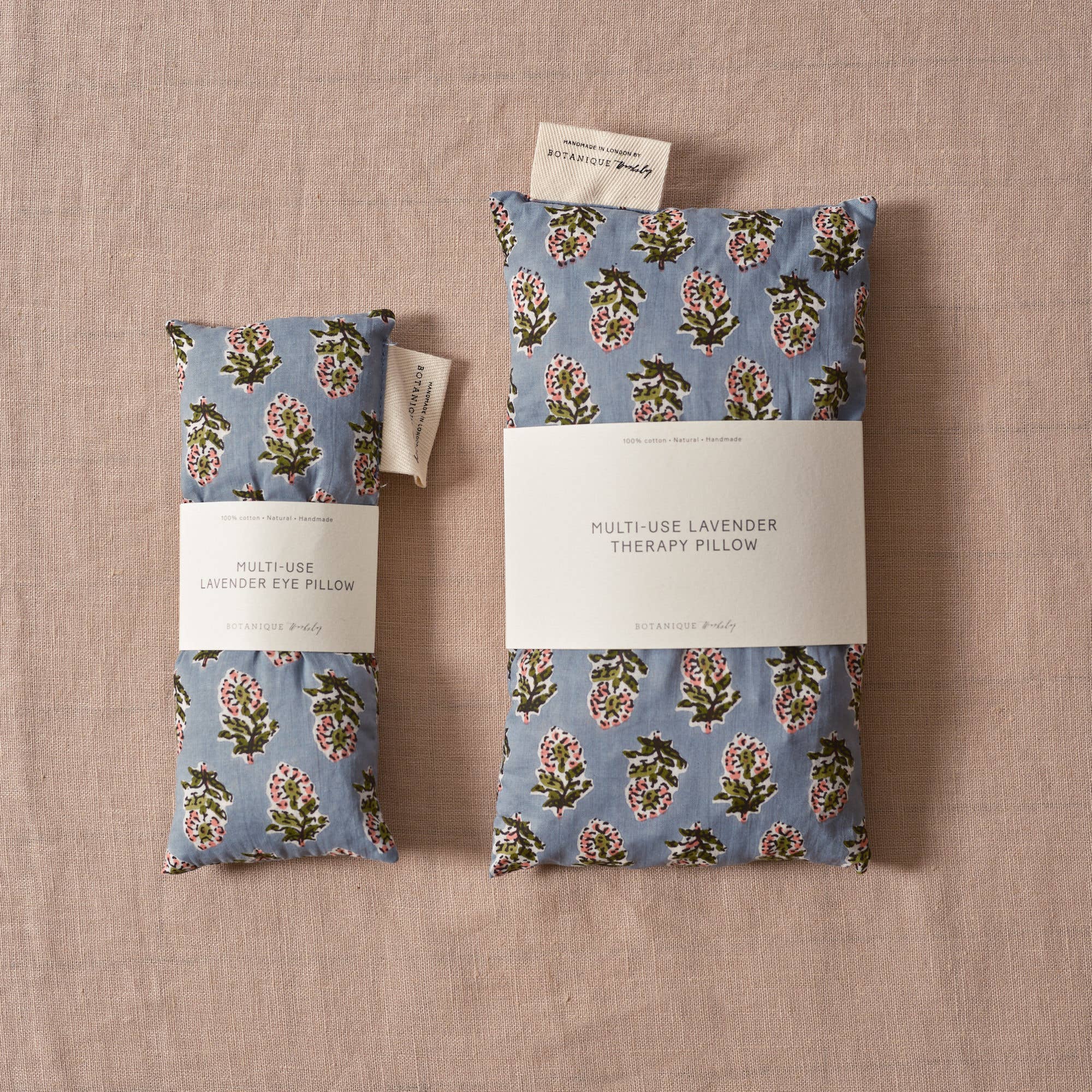 Botanique Workshop - Wholesale Spa/Therapy Pillow - Multi-Use Lavender Therapy Pillow | Block Print Blue Floral1