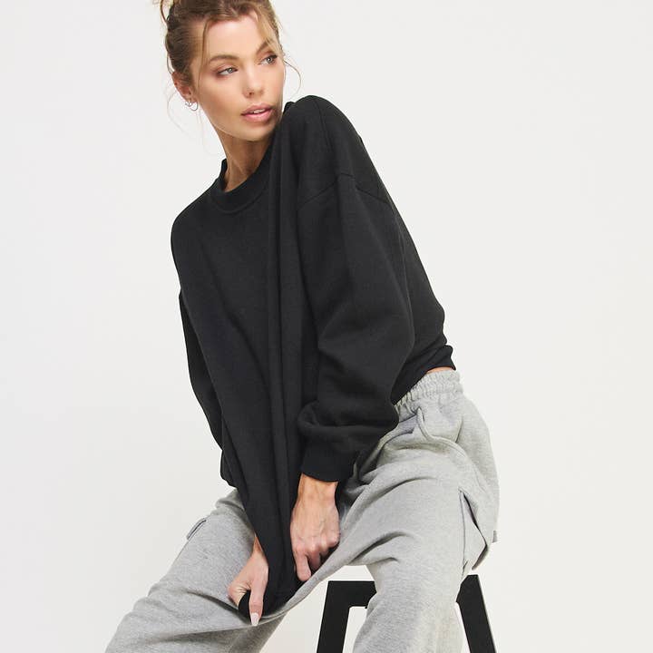 FREEZIA - Wholesale Sweatshirt - Women's - OVERSIZED CREWNECK SWEATSHIRT-FZ0001