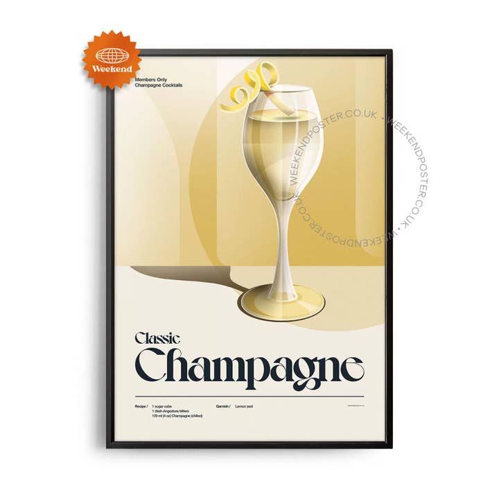 Pôster de Cocktail Clássico de Champanhe Retro dos Anos 50 por atacado de Weekend Concept