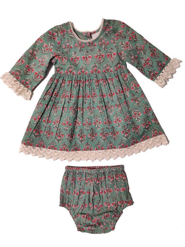 Floral Printed Lace Detail Dress : Infant : Baby for wholesale by Yo Baby