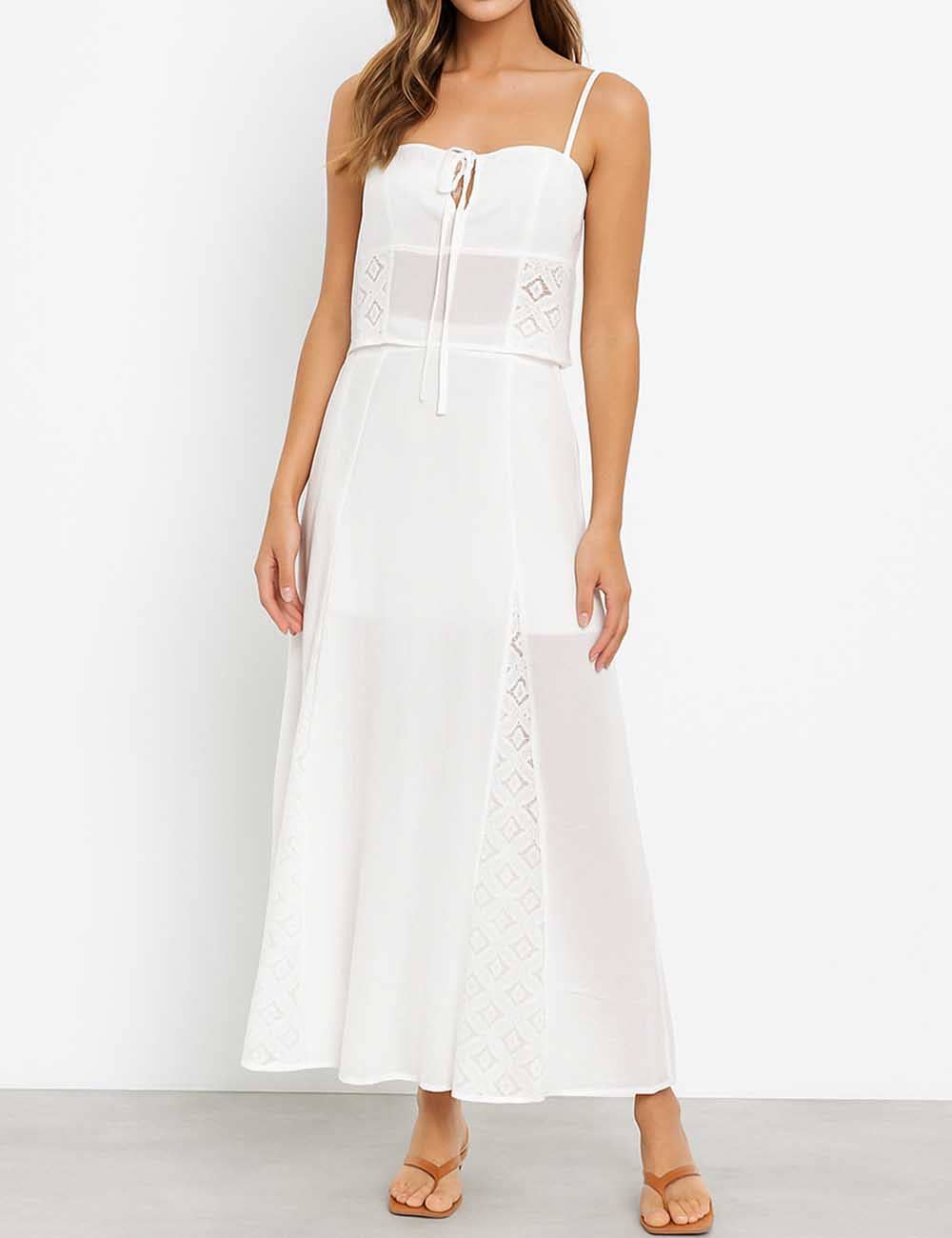 Ladies White Back Smocking Cami Top & Skirt Set SKST5KC1901 for wholesale on Faire0