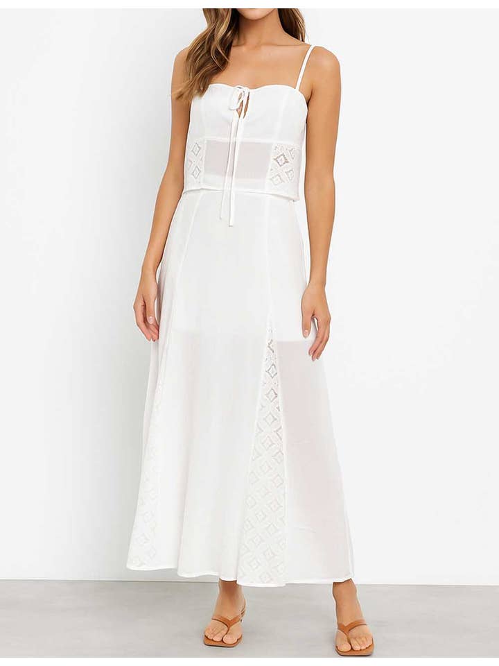 Ladies White Back Smocking Cami Top & Skirt Set SKST5KC1901 for wholesale on Faire