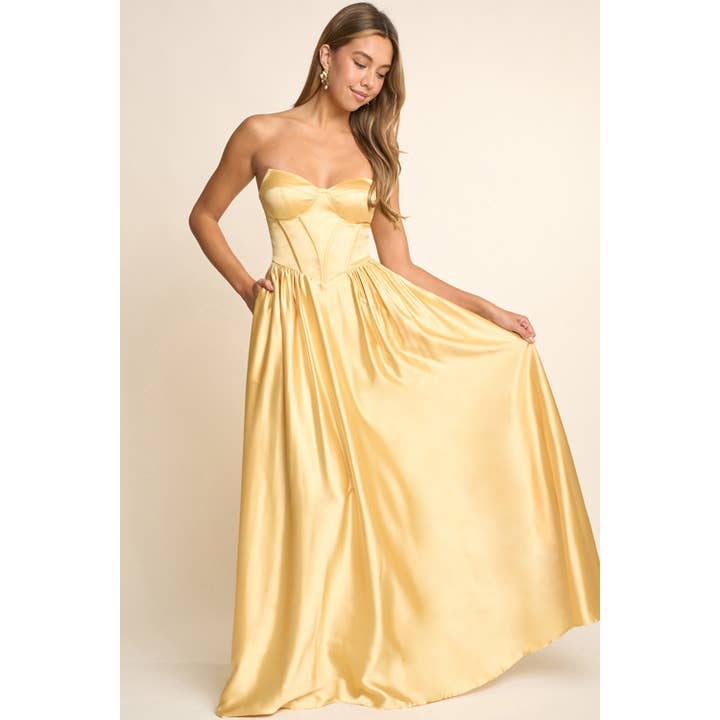 SATIN MAXI DRESS WITH POCKETS for wholesale by Maniju