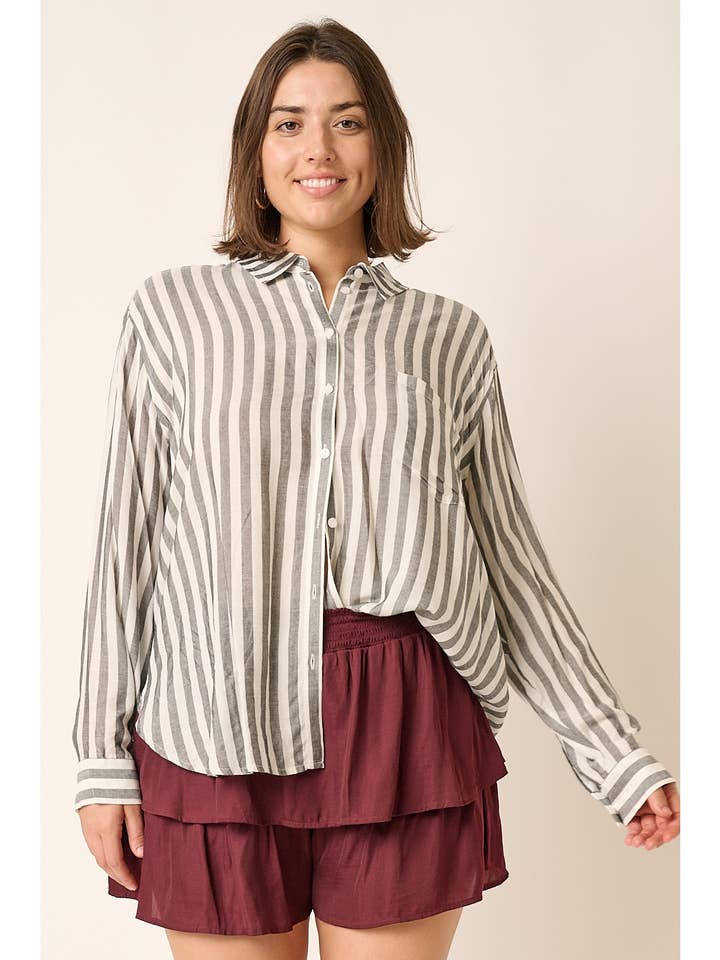 mittoshop - Vente Chemise à col boutonné – femme - CHEMISE BOUTONNÉE À RAYURES