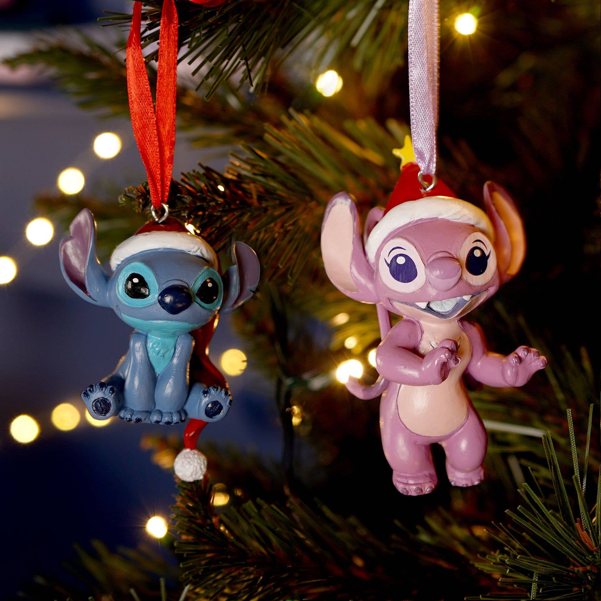 WIDDOP and Co. - Wholesale Christmas Decoration - Disney Stitch And Angel Set of 2 Hanging Decorations0